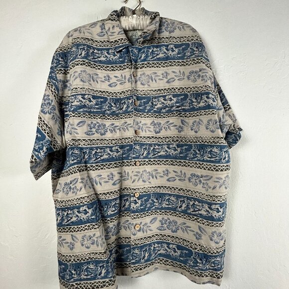 Pussers Of The West Indies Mens Button Down Shirt Floral Hawaiian Short Sleeve - Picture 1 of 7